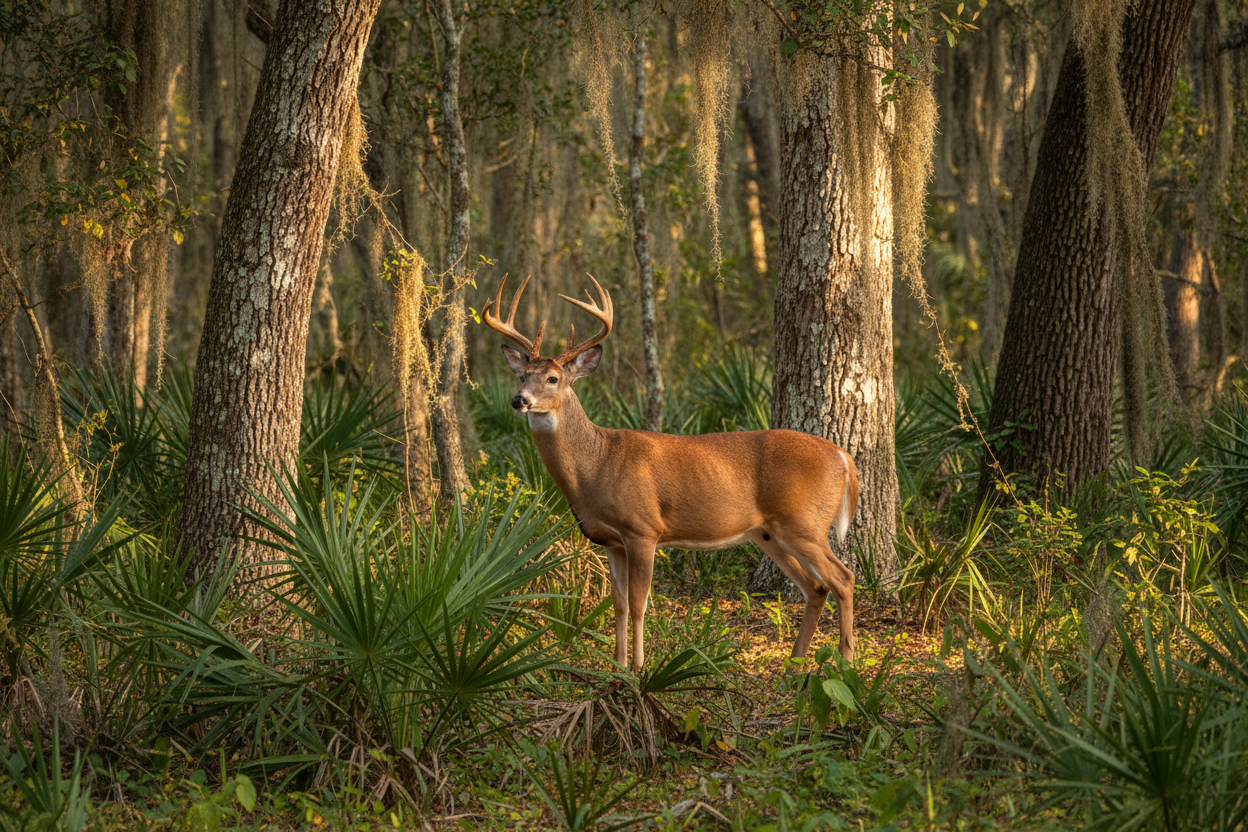 a white tail florida buck in its natural habitat
